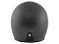 Vue arrière d'un casque de moto gris foncé mat avec une petite sangle noire