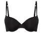 Un soutien-gorge noir avec des bonnets lisses et des bretelles larges.