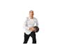 Homme en t-shirt blanc et pantalon noir tenant un ballon noir