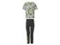 Pyjama enfant avec t-shirt gris à motif Minecraft et pantalon long foncé avec logo.