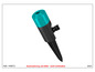Une buse d'arrosage turquoise et noire pour le jardin.