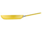 Poêle jaune avec un long manche.