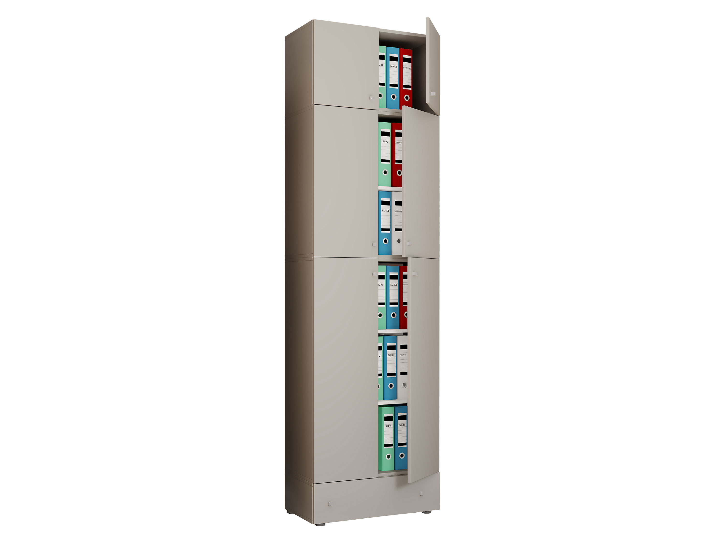 Armoire de bureau Lona (Portes tournantes, dessus et tiroir, XXl, gris)