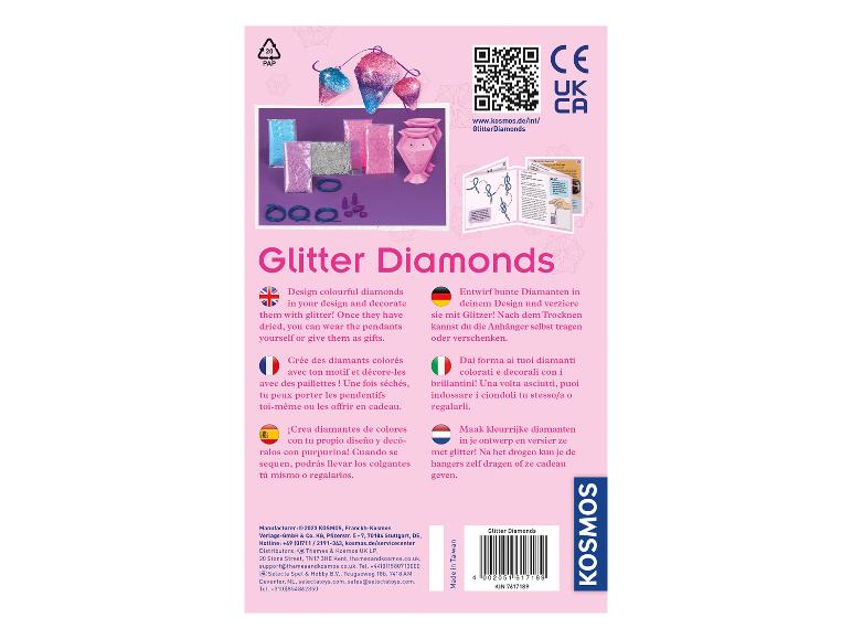 Kit de pendentifs diamants à paillettes DIY avec instructions, paillettes et moules, pour créer et porter.