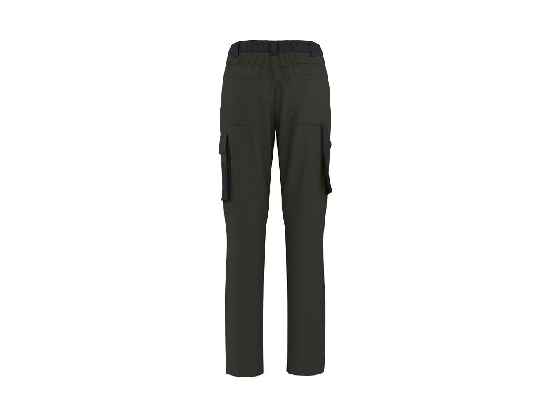 Pantalon de travail gris foncé pour homme avec poches et ceinture noire, vue arrière.