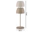 Lampe de table beige à deux abat-jour, hauteur 41,9 cm, diamètre de la base 12 cm.