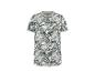 Robe t-shirt à imprimé tropical de feuilles et de fleurs dans des tons verts et beiges.