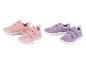 Deux paires de baskets pour enfant, rose et mauve, à scratch.