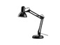 Une lampe de bureau noire avec un bras ajustable.