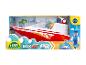 Bateau jouet LENA BOAZZ rouge et blanc avec figurine, certifié TÜV Rheinland.