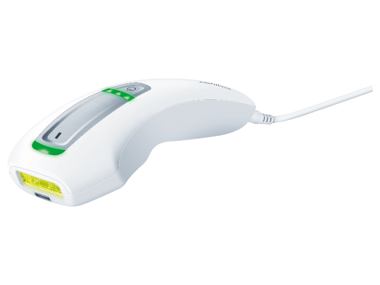 Épilateur laser Sanitas : appareil blanc pour l'épilation à domicile.