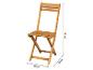 Chaise pliante en bois mesurant 74 cm (hauteur), 52 cm (largeur) et 36 cm (profondeur).