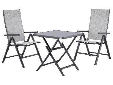 LIVARNO® Table de jardin + Lot de 2 fauteuils en aluminium Houston