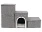 Escalier pliable gris pour animaux de compagnie avec niche, en tissu.