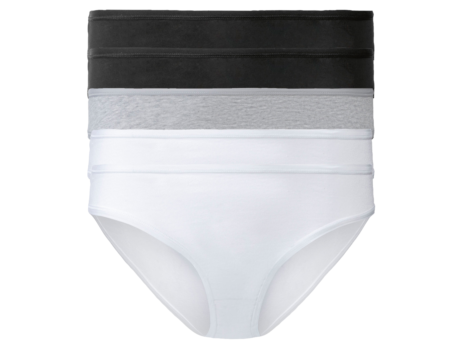 esmara® Lot de 5 culottes femme (XXL (50/52), noir/gris/blanc)