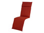 Un coussin de chaise longue rouge pour une chaise de jardin.
