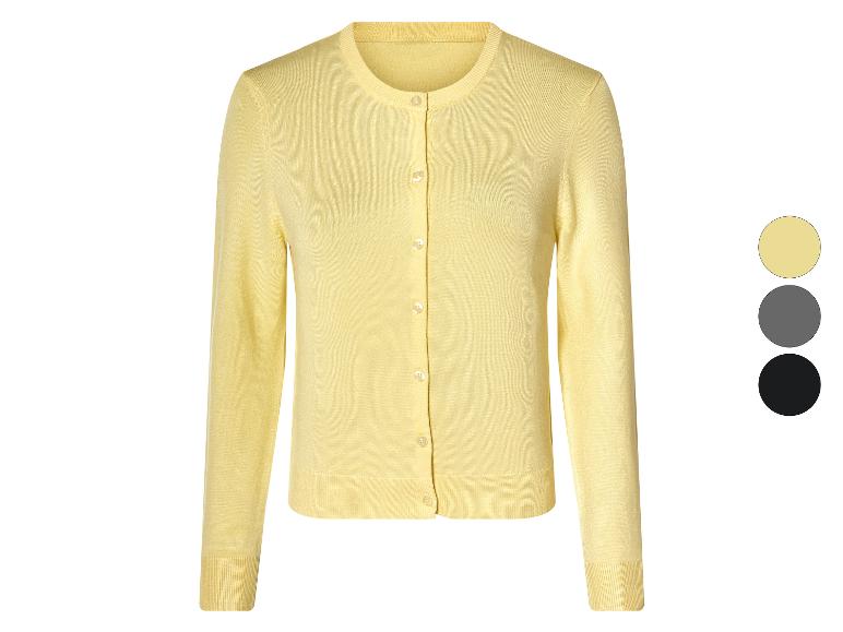 Gilet jaune pastel à boutons, disponible aussi en beige, gris et noir.
