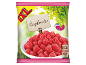 Framboises surgelées en sachet, idéales pour les smoothies, 750g.