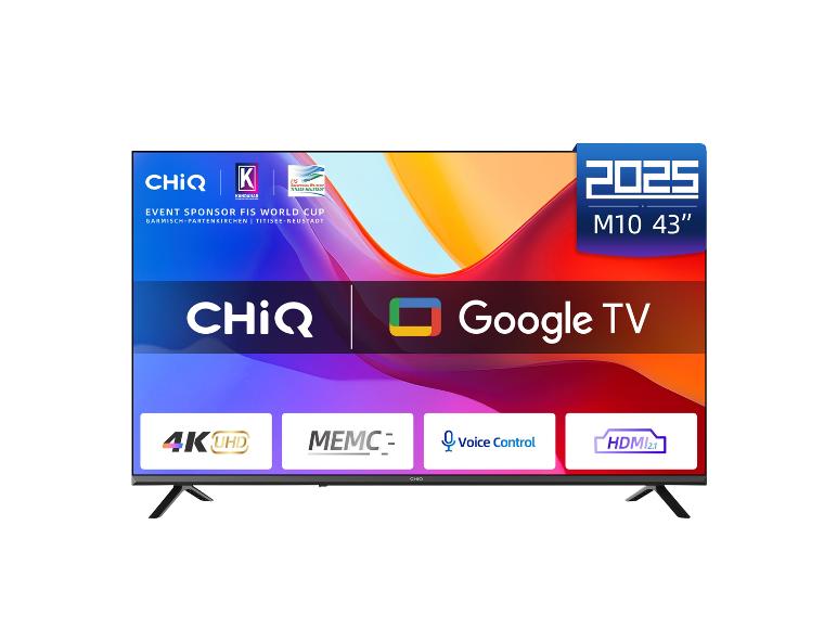 Téléviseur ChiQ M10 43' 4K UHD avec Google TV, commande vocale et HDMI 2.1.