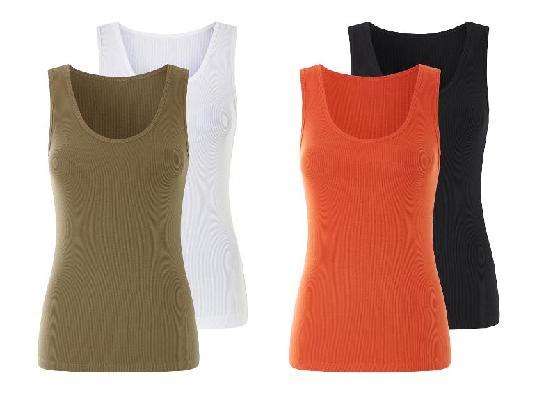 Débardeurs côtelés : orange, blanc et kaki.