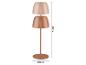 Lampe de table couleur cuivre de 41,9 cm de haut avec une base de 12 cm de diamètre.