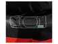 Un sac noir avec un logo blanc et des détails rouges.
