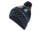 Un bonnet bleu avec un pompon, sur le thème de Noël et le logo Lidl.