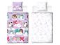 Parure de lit Squish Squad : adorables animaux sur nuages, arc-en-ciel et motifs étoiles.