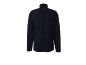 Veste polaire bleu foncé avec col montant et surpiqûres décoratives rouges, vue arrière