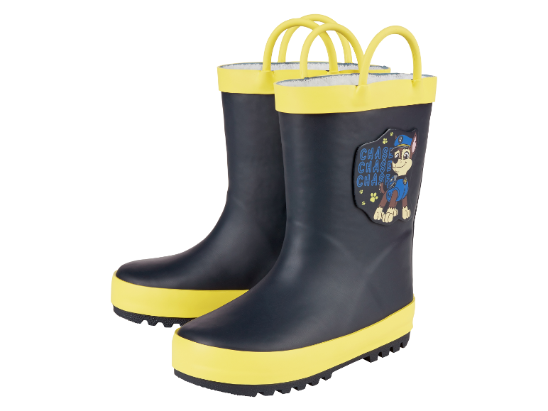 Bottes de pluie pour enfants Paw Patrol, bleu marine et jaune.