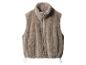 Gilet en fausse fourrure marron avec fermeture éclair et cordons de serrage à l'ourlet.