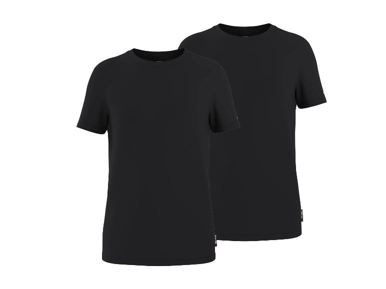 Lot de deux t-shirts noirs à manches courtes avec un col rond.