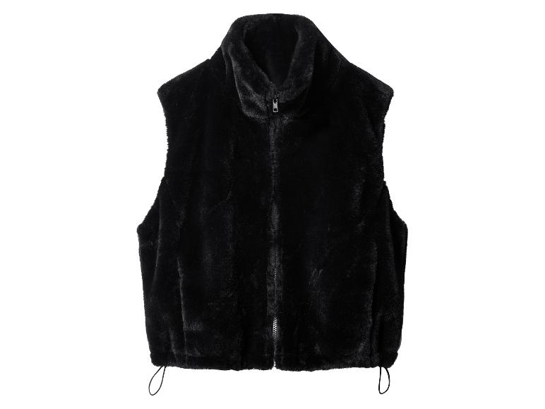 Gilet noir en fausse fourrure avec fermeture éclair