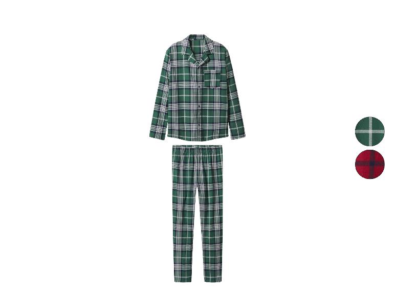 Ensembles de pyjama à carreaux verts et rouges avec hauts à manches longues et pantalons.