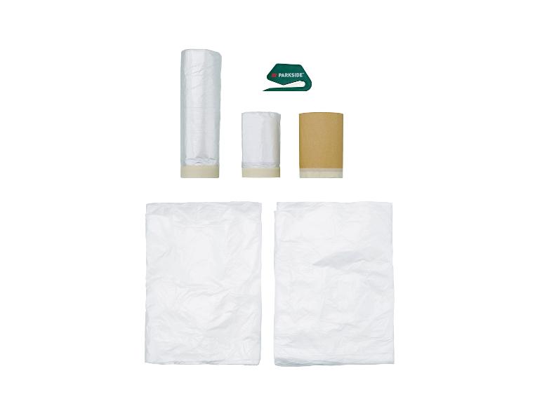 Film et papier de masquage Parkside avec ruban adhésif, plus plastique de masquage