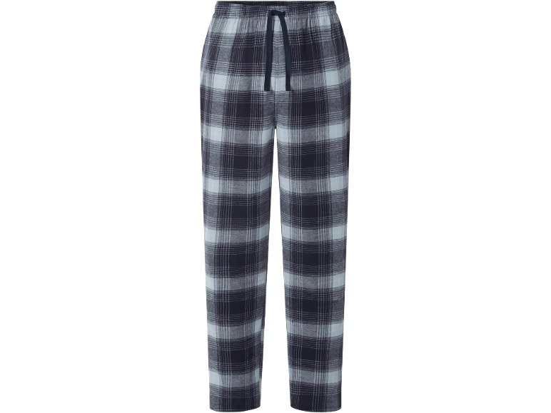 Pantalon de pyjama à carreaux bleu marine et blanc avec cordon de serrage.