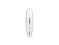 Un paddleboard Mistral blanc avec des détails bleus et rouges.