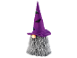 Nain d'Halloween avec chapeau violet, chauves-souris et nez lumineux.