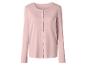 Cardigan rose pâle à manches longues et boutons sur le devant.