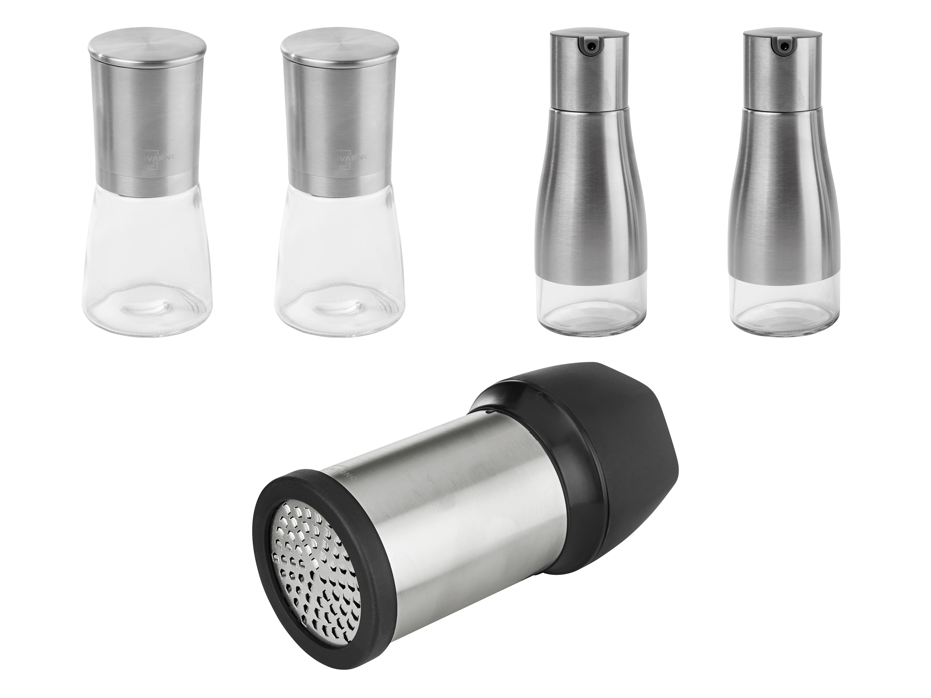 LIVARNO home Set moulins à sel et poivre ou  Set de distributeurs à huile et à vinaigre ou Râpe