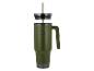 Mug thermique vert olive avec anse et paille