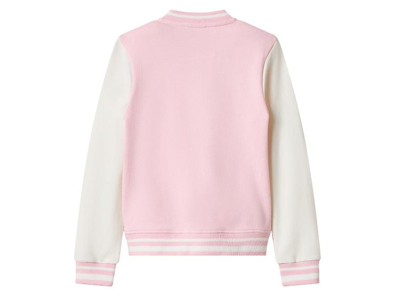 Blouson bomber rose et blanc avec manches raglan et détails rayés