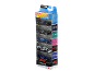 Coffret de voitures de course miniatures comprenant cinq monoplaces de formule dans un emballage vertical