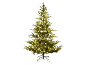 Sapin de Noël artificiel avec lumières LED blanc chaud sur fond noir.