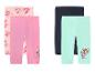 Lot de 4 leggings courts pour filles avec imprimés de chiots, en rose, beige, bleu marine et vert menthe.