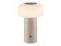 Lampe de table beige avec abat-jour lumineux et bouton d'alimentation