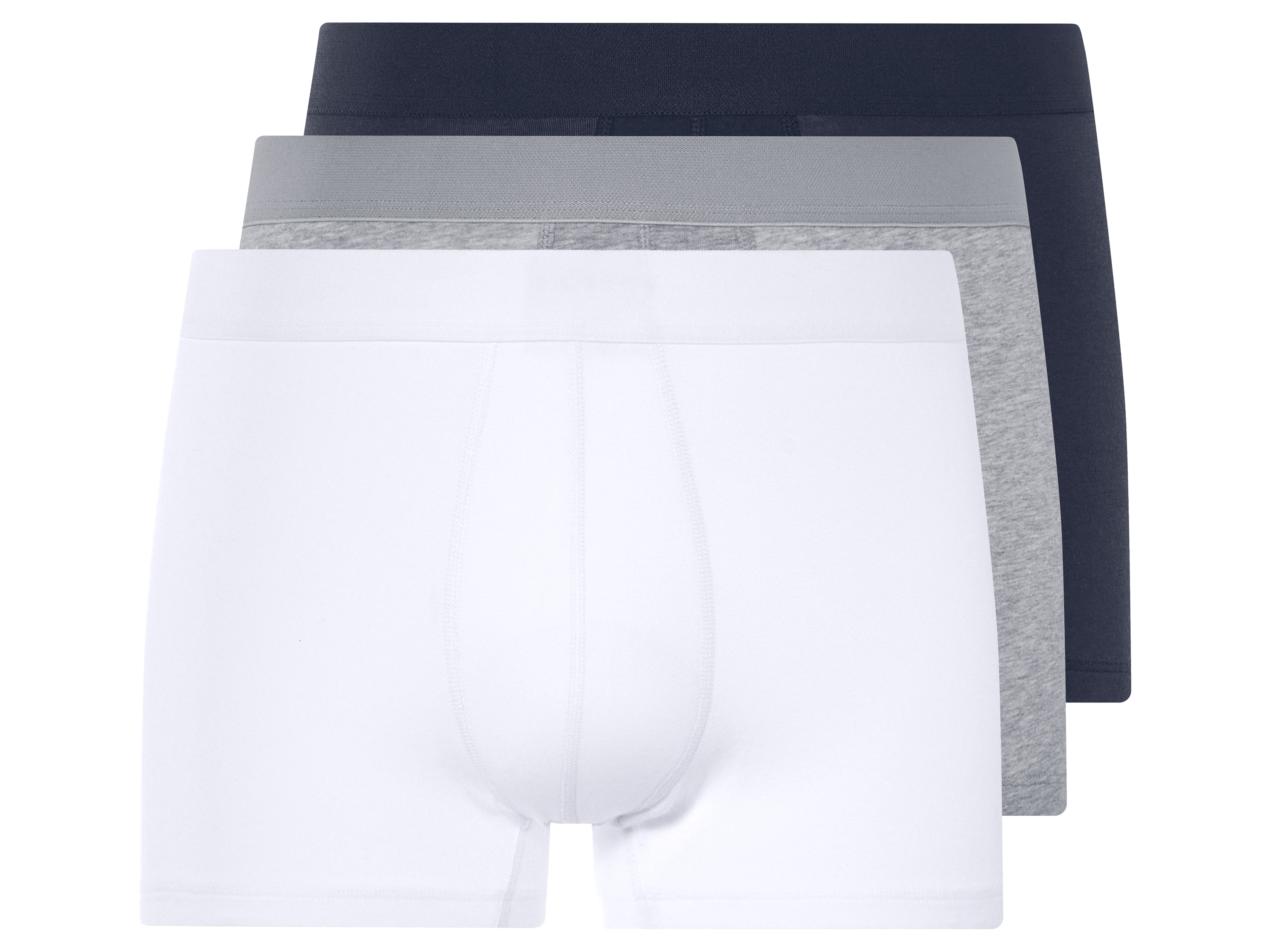 LIVERGY® Lot de 3 boxers Homme (bleu marine/gris/blanc, M)