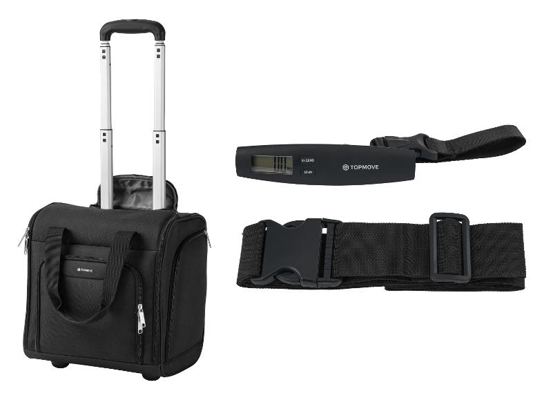 Valise Topmove, pèse-bagages et sangle.