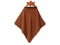 Serviette à capuche marron avec visage de renard.