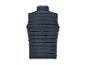 Un gilet matelassé bleu foncé sans manches.